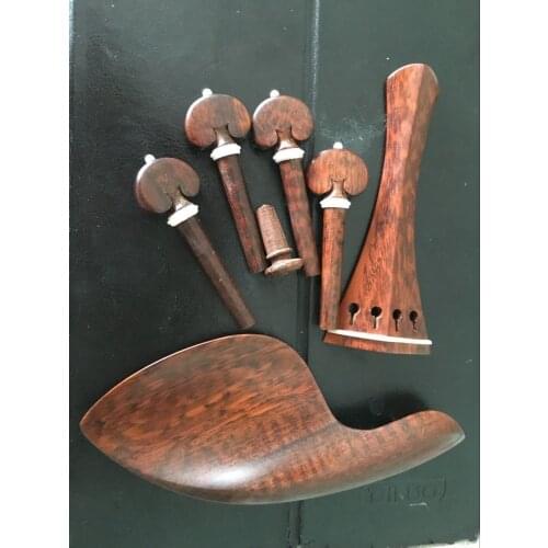 One set of violin parts Selected snakewood 4/4 violin fittings white bone inlay