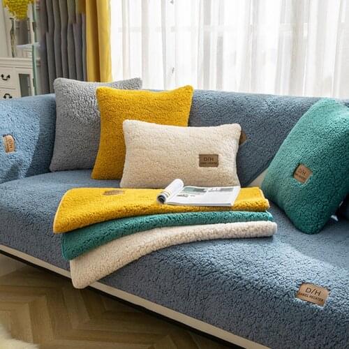 Autumn Winter Thick Sofa Couch Cover Living Room Pad Cushion Mat Soft Fleece Sofa Cover Mat Household Decor