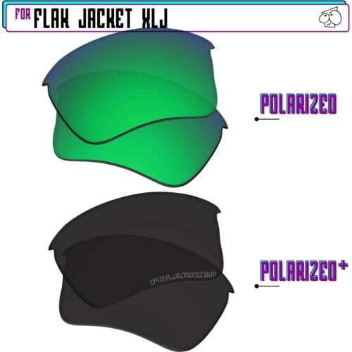 EZReplace Polarized Replacement Lenses for - Oakley Flak Jacket XLJ Sunglasses - Black P Plus-Green P