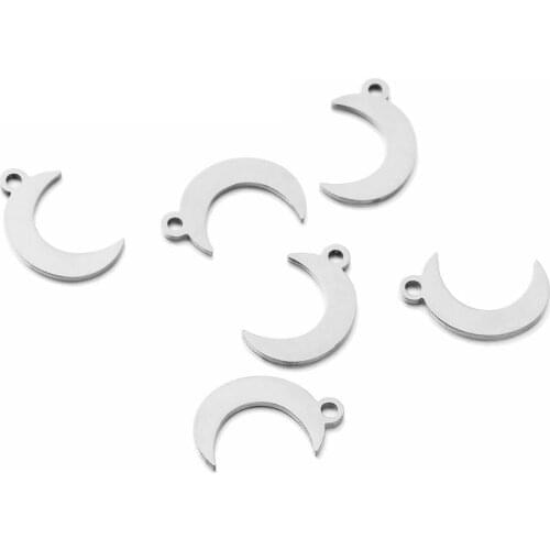 50Pcs/lot Stainless Steel Blank Tags DIY Moon Star little Charm Pendant DIY for necklace bracelet Jewelry Making