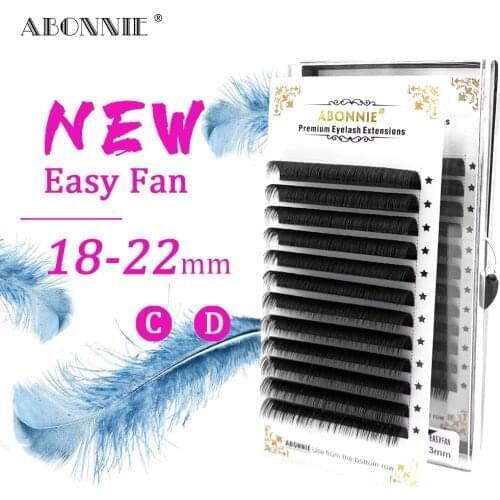 ABONNIE Easy Fanning Lashes NEW 18-22MM Bloom Eyelash Extensions Automatic Blooming Make up to Fast Fans False Eyelashes Fans