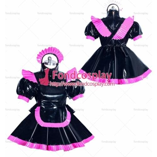 French Sissy Maid Pvc Dress Uniform Lockable Cosplay Costume Tailor-made[G3963]