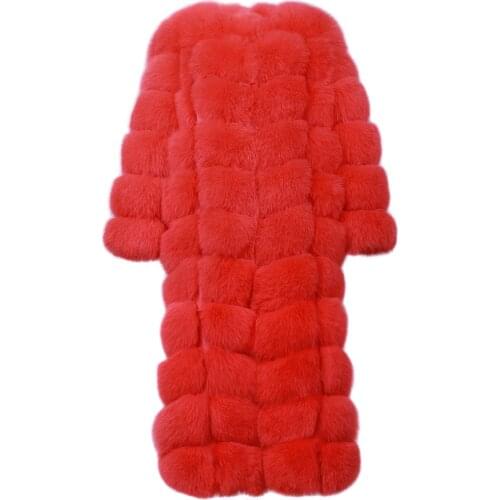 YOLOAgain 2021 Winter Warm Female Women Long Fox Fur Coat Real Plus Size