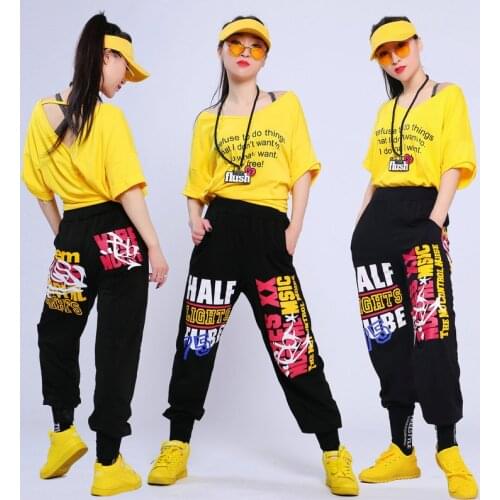 Hip Hop Dance Pants Women Sweatpants Costumes letter female trouser Sizes From Kids to Adult Women Streetwear Trousers