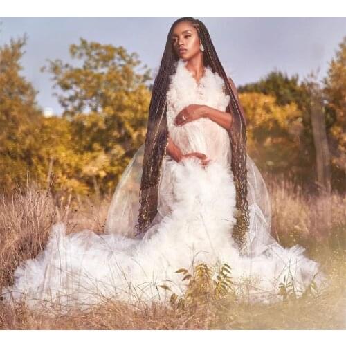 Ruffle Tulle Prom Maternity Dress Robes For Photo Shoot Baby Shower Sheer Boudoir Photo Shoots Honeymoon Wedding Photography
