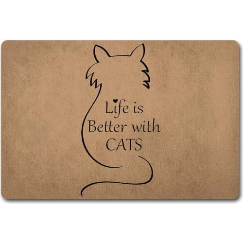 Entrance Doormat Life is Better with Cats Indoor Outdoor Door Mat Non-Slip Doormat Machine Washable Non-Woven