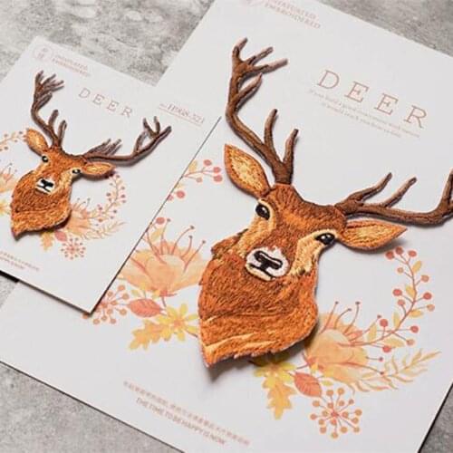 Embroidered Deer Patch for Clothing Iron on Sewing Antler Applique for Jackets Jeans Clothes Stickers Appliques for Bags Shoes