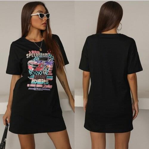 2021 Fashion Women Black Long T-Shirt With Short Sleeve O Neck Female Harajuku Tops Summer Tees Clothes For Ladies Casual Tunic