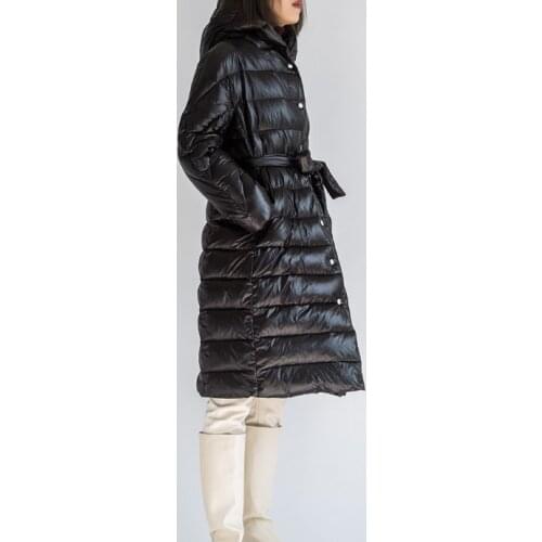 Women Down Coat Winter Thick Warm Winter Hooded 90% Duck Down Coat Jacket Hooded Women Coat With Waist Belt