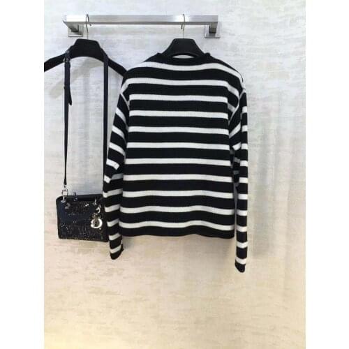 High Quality 100% cashmere 2020 runway Autumn Winter Fashion new Striped knit women sweater