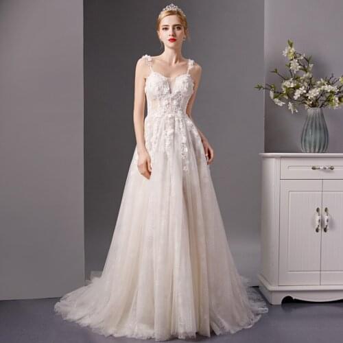 6079 wedding dress boho lace vestito da festa di nozze spaghetti strap vestidos formale vestidos de novia para boda civil cheap