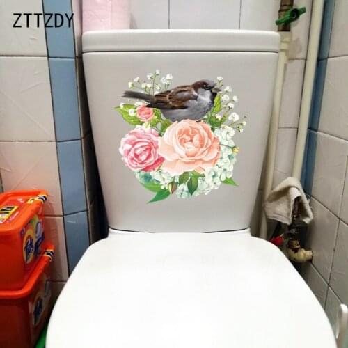 ZTTZDY 23.2×23.5CM Fresh Rose Bouquet Home Living Room Decoration Fashion Wall WC Toilet Stickers T2-1063