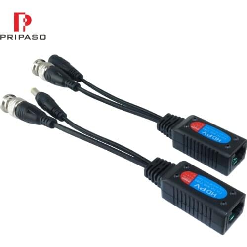 Pripaso 1 Pair 8MP HD Video Balun Cable CCTV Coax BNC Video Power Transceiver to RJ45 Connector Support HDCVI TVI AHD Camera