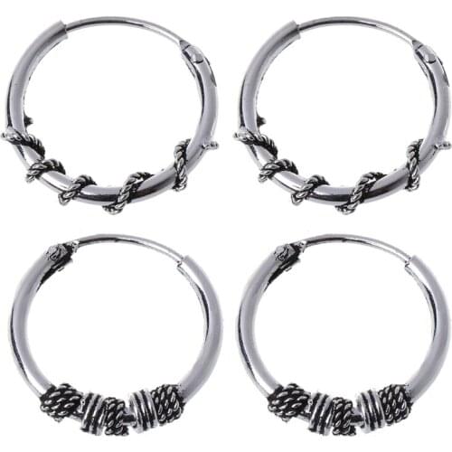 JAVRICK 1Pair Simple Minimalist Punk Metal Hoop Circle Earrings Vintage Slivery Jewelry