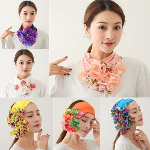 2021 Fashion Collar Floral Neck Ring Scarf Chiffon Variety Elegant Scarf Women Clothes False Accessories Воротник Кружевной