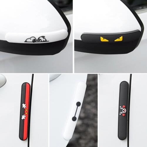 4pcs Car Door Anti-collision Sticker Cute Cartoon Car Door Bump Protector PVC Sticker Auto Scratch-resistant Strip Decoration