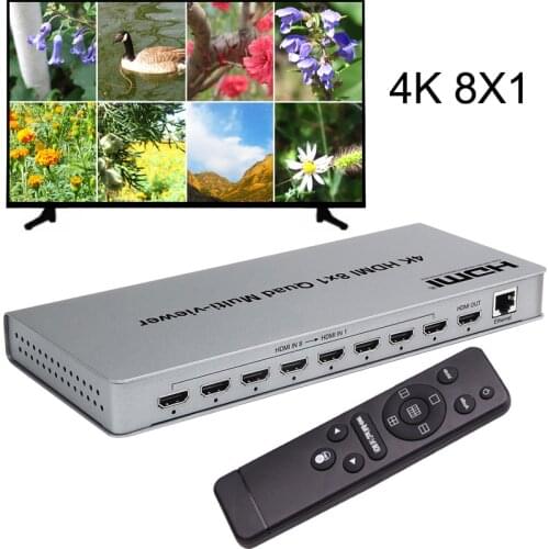 4K HDMI 8x1 Quad Multi-viewer HDMI Switcher 8 In 1 Out Video Seamless Switch Multiviewer Screen Divider Converter Multi Viewer