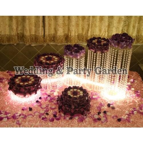 5pcs Round Crystal Wedding Cake Stand Wedding Centerpiece,Cupcake Stand Wedding Birthday cake display shelf D15~35,H35~15