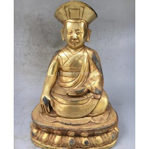 8'' bronze gold gild tibet buddhism temple buddha GURUPanchen Lama STATUE