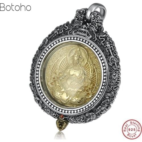 925 Silver colour Tibetan Yellow Jambhala Pendant Sterling Zambhala Buddha Pendant Yellow Fortune God Pendant 9-Direction Amulet