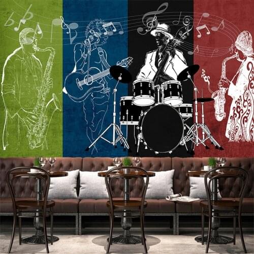 Bacaz Large 3D Papel Mural Roackman 3D Music Wallpaper Mural for Rock Bar Coffee KTV Background 3d Photo Mural Wall paper