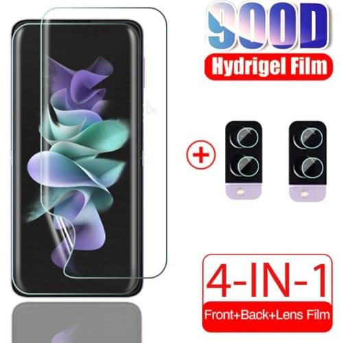 4in1 full cover hydrogel film case for samsung galaxy z flip3 flip 3 5g 6.7" 2021 front screen protector camera film not glass