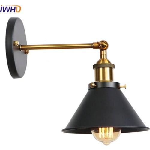 Black Iron Loft Wall Lamps Vintage Nordic Wandlamp Wall Lights Industrial Mirror Light Fixtures Bedroom Living Room Decoration