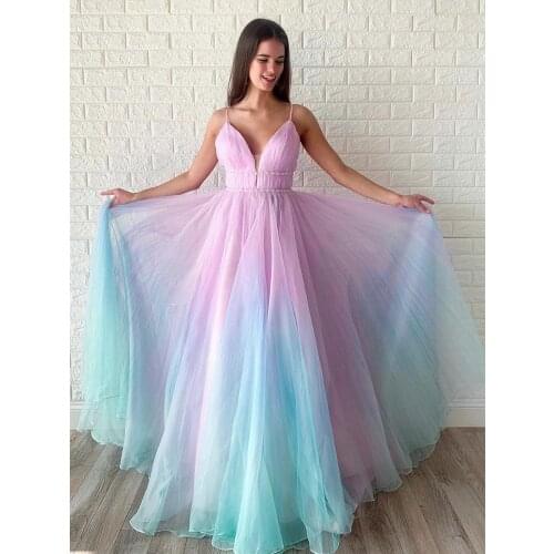 VKbridal Textured Ombre 2020 Prom Dresses Organza Long Evening Dresses with ruched bodice Ball Gown Pageant Party Gowns