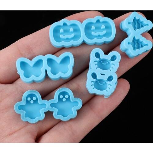 Handmade UV Epoxy Elk Santa Claus Ear Studs Molds Resin Silicone Mould Merry Christmas Earrings Resin Mold