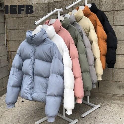 IEFB /mens clothing Korean mulit color short style cotton-padded clothes witner clothes couple Korean fashion oversize 9Y3697