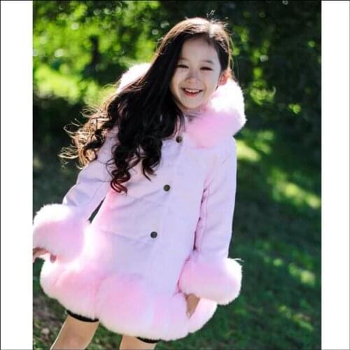 Leather Patchwork Faux Fur Coat Jacket Imitation Artificial Fur Winter Kids Clothes Warm Cotton Outerwear