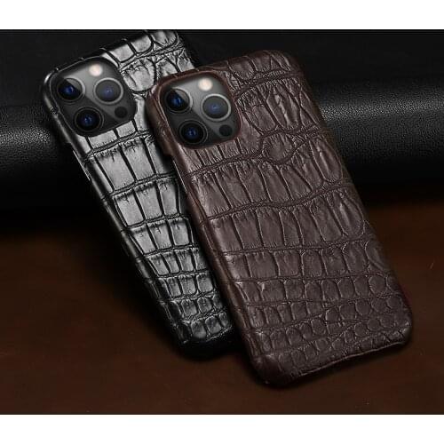 Natural Crocodile Leather Matt Phone Case for iPhone 12 Pro Max 12 Mini 11 Pro Max X XS Max XR 7 8 Plus SE 2020 Luxury Cover