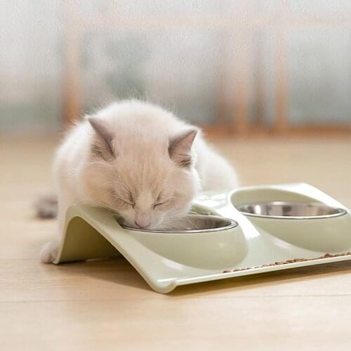 Pets Supplies Feeding Dishes Pet Bowls Food Water Feeder for Dog Puppy Cats Thicken Pet Food Bowl Stainless Steel Double 2021