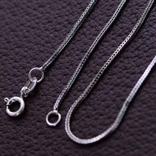 Pure S925 Sterling Silver Necklace Mens Wheat Link Chain Necklace