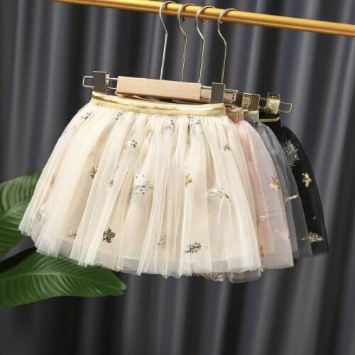 New girl gold leaf embroidered short skirt small and medium-sized childrens dance tutu girls skirt
