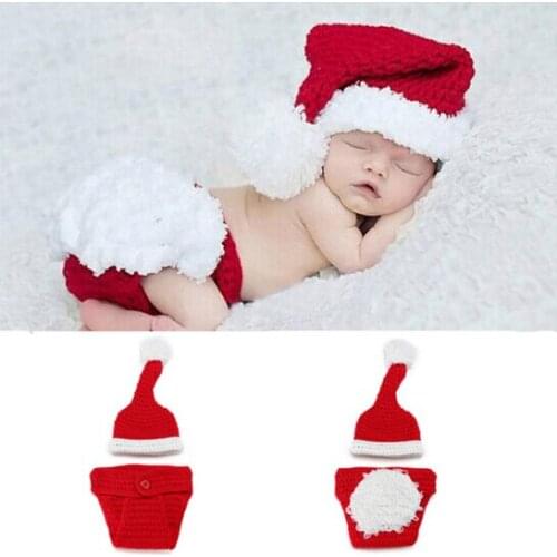 Infant Newborn photography props Christmas Cute Santa baby clothing hat crochet outfits baby accessories costume BP15
