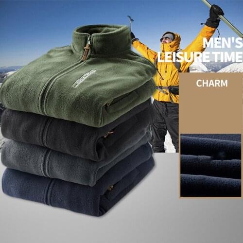 New Autumn Winter Jacket Men Fleece Warm Jacket Casual Stand Collar Windbreaker Outdoor Coat Men Hommes Veste Large Size M-5XL