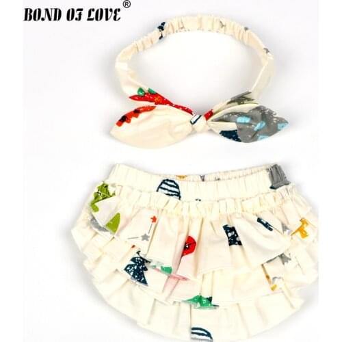 Baby Girl Clothes Dinosaur pattern Cotton Baby Bloomers Baby Shorts and Headband Newborn Girls Boys Diaper Covers 0-2 Years