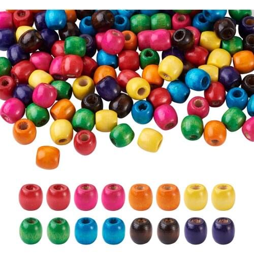 Pandahall 1 Set Dyed Natural Maple Wood Beads Barrel Big Hole Spacer Wooden Beads For Bracelet Necklace DIY Jewelry Making Beads