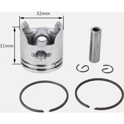 PISTON ASSY 32MM FOR 1E32F 32F 23CC 2 STROKE FREE POSTAGE KOLBEN W/ RIGNS PIN CIRCLIPS STRIMMER PARTS