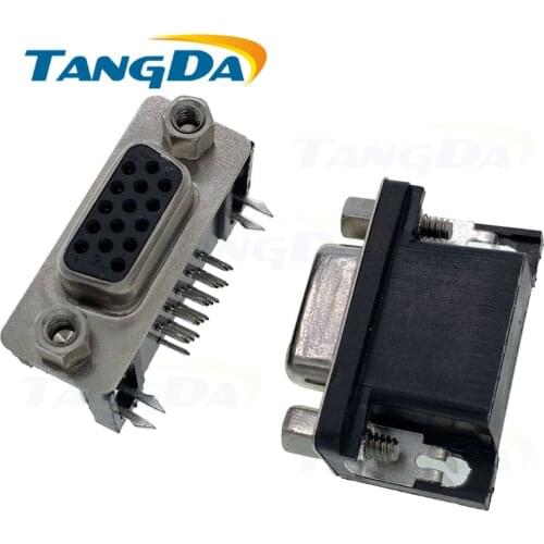 D-sub db connector head hdr 15 pin 15p 15pin needle socket VGA female serial 21.8 HDR15 curved DB15 VGA15 female TANGDA A