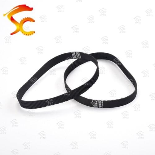 2pcs 2GT-386-14mm belt closed loop rubber 2GT-386-14mm timing belt Teeth 193 Length 386mm width 14mm for 3D printer