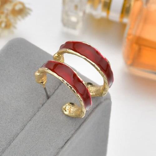 New Hot Popular Women Girl Simple Round C Shape Stud Earring Fancy Color Earrings Jewelry For Women Girls Jewelry Accessories