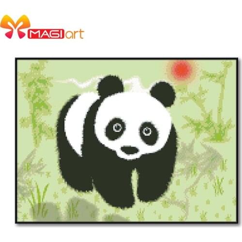Cross stitch kits Embroidery needlework sets 11CT water soluble canvas patterns 14CT Cartoon Style Panda-NCMC018