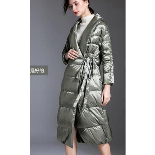 V Neck Women Warm Winter Down Coat Loose Fitting Hooded 90% Duck Women Down Coat Jackets 2018 New Fashion