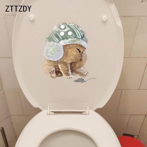 ZTTZDY 19.8*22.1CM Interesting Cat Wall Decal Art Children BedRoom Home Decor Toilet Sticker T3-0175