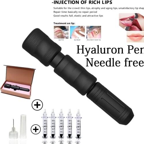 0.3ml black Adjustable Noninvasive Nebulizer hialuron pen Needle-free high pressurized mesotherapy pen lip filler injector