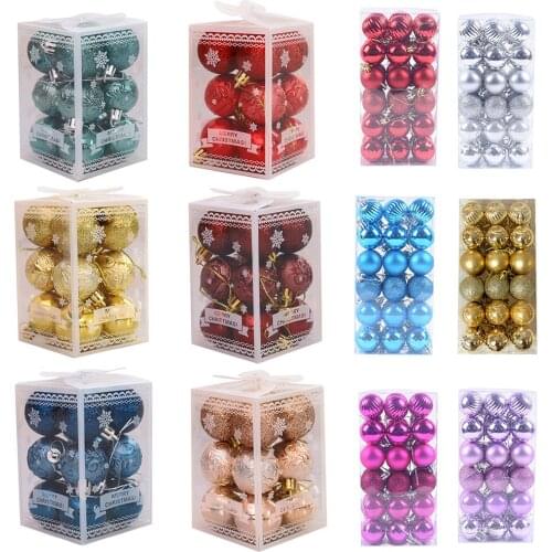 12/36pcs Christmas Ball Ornaments for Xmas Tree Hanging Bauble Ball Decorations Pendant Drop Ornament for New Year Party