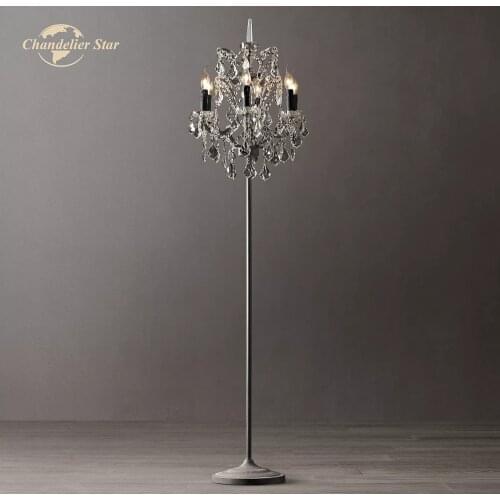 Traditional Floor Lamp Luxury LED Indoor Lighting Vintage Candle Crystal Lamp for Kitchen Living Room Bedroom Dining Room Villa