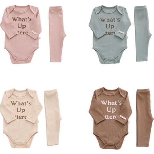 2pcs Infant Boys Girls Rompers Sets Autumn Long Sleeve Romper and Pant Clothes Sets for Newborn Children